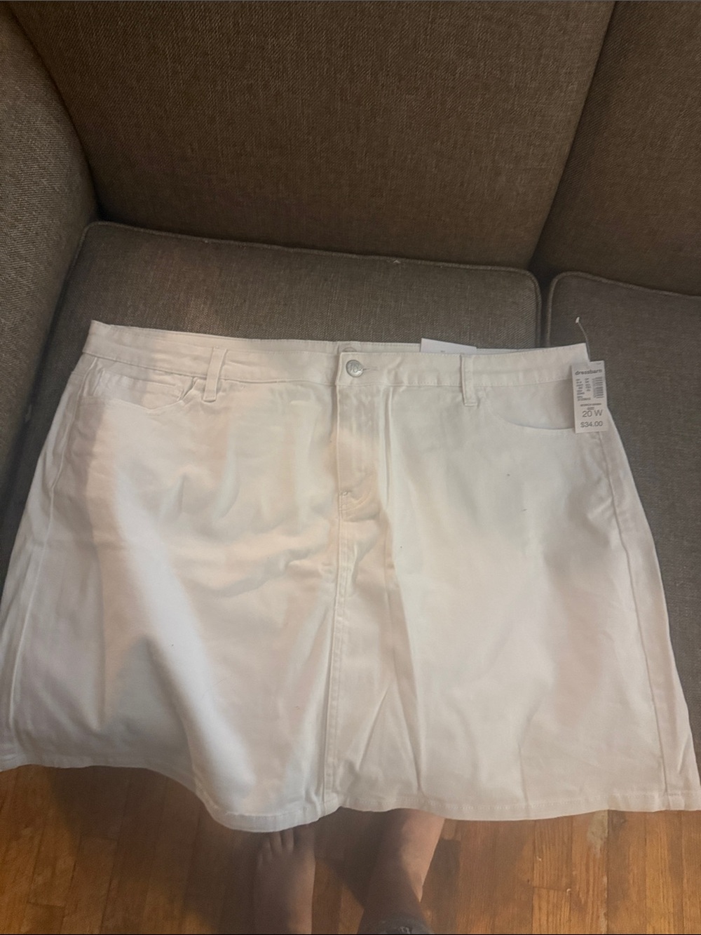 dressbarn White Denim Mini Skirt with Back Pockets